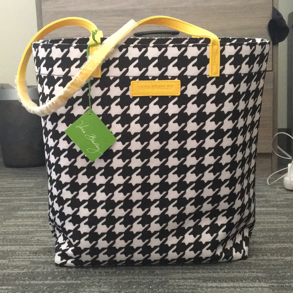 Hello Yellow Houndstooth Tote